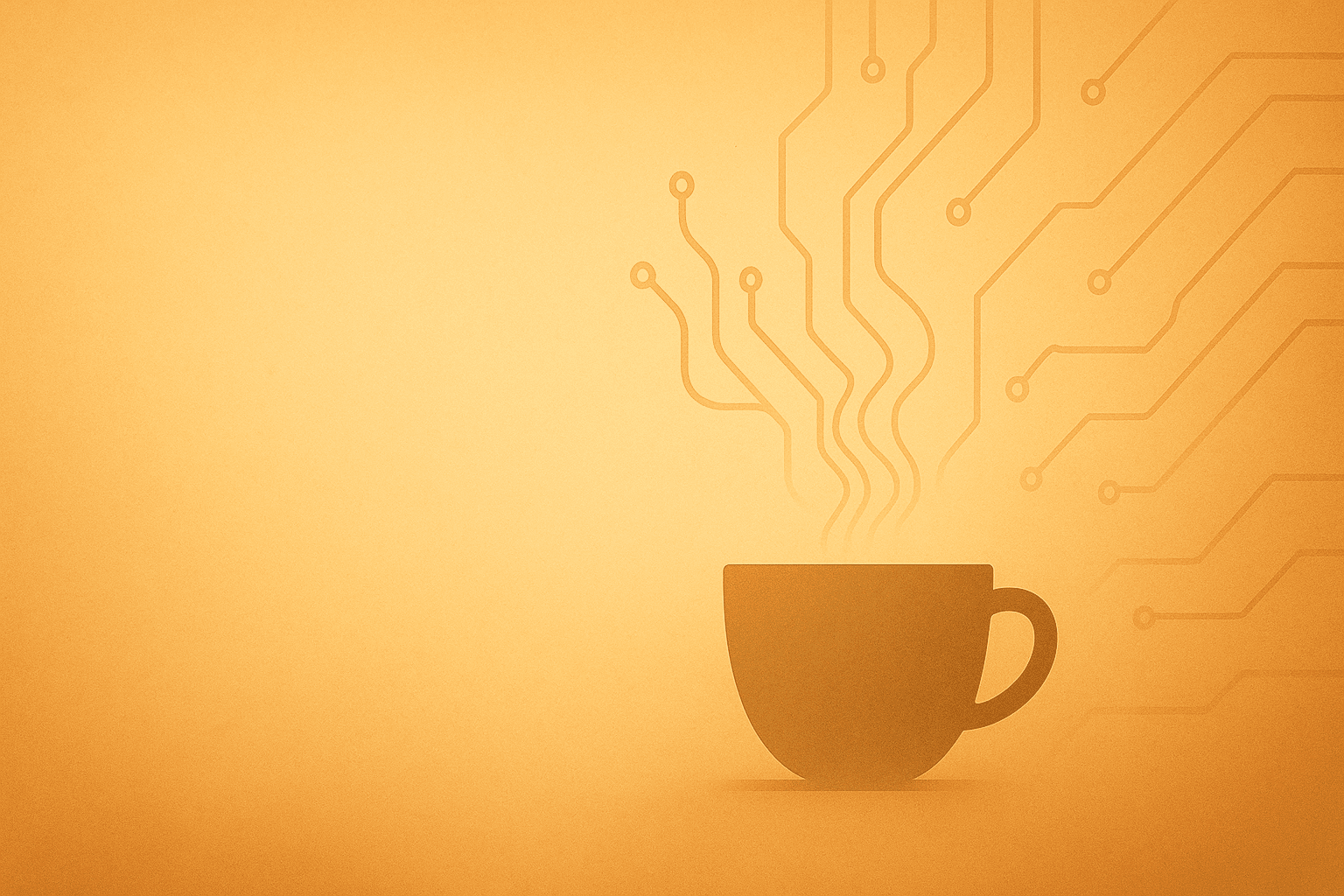 Stylized coffee cup with circuit board patterns, representing the AIspresso theme